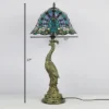 LongHuiJing TiffanyStyle Jeweled Harlequin Peacock Stained Glass Accent Lamp Blue NEW