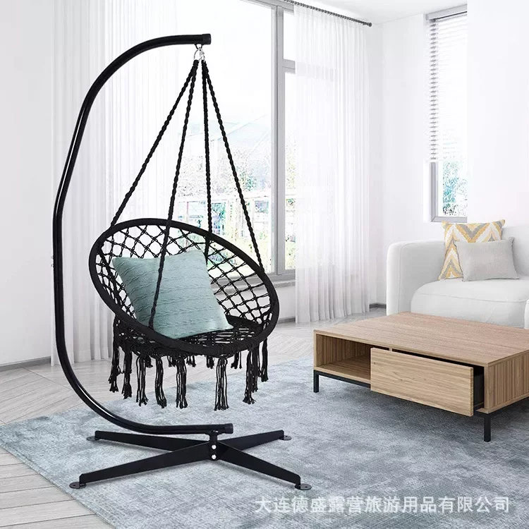 TOPIND Handmade Tassel Hanging Chair Cotton Rope Hammock Chair for Bedroom Patio Yard