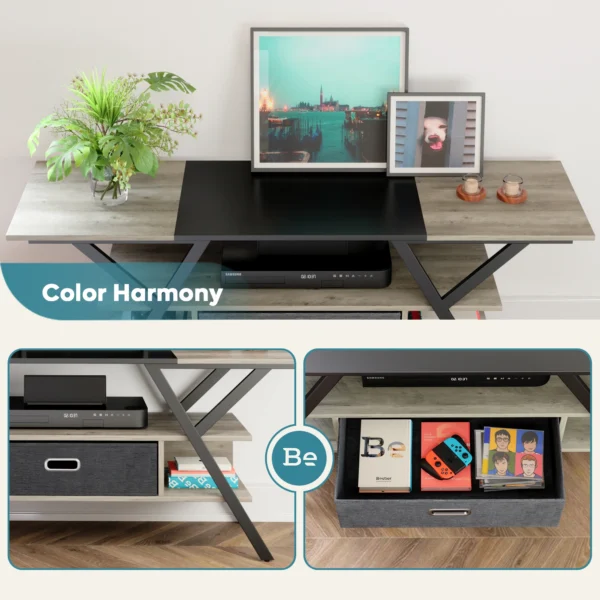 Tv Unit Cabinet Modern Y-Shaped Tv Stand Living Room Top Side Table Sets With Drawer Home Supplies