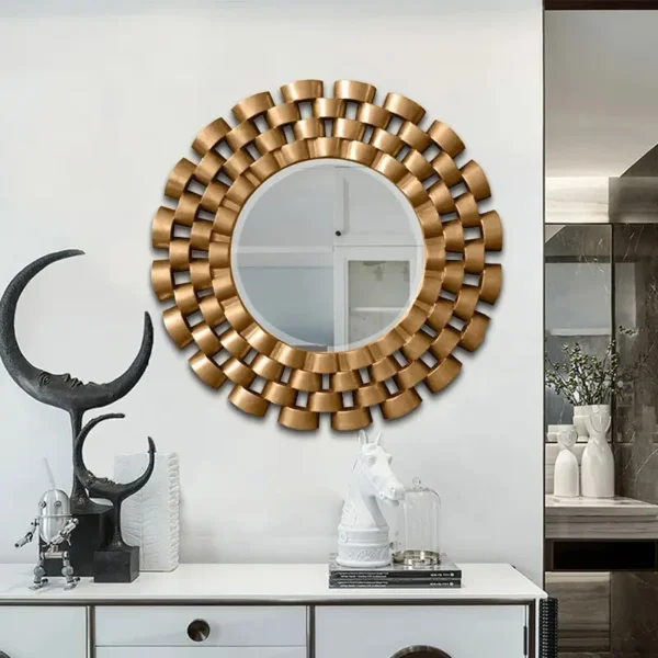 80*80cm Factory Supply Retro Large Size Gold Living Room Decoration Mirror Home Round Wall Hanging Wall Mirror - Image 4