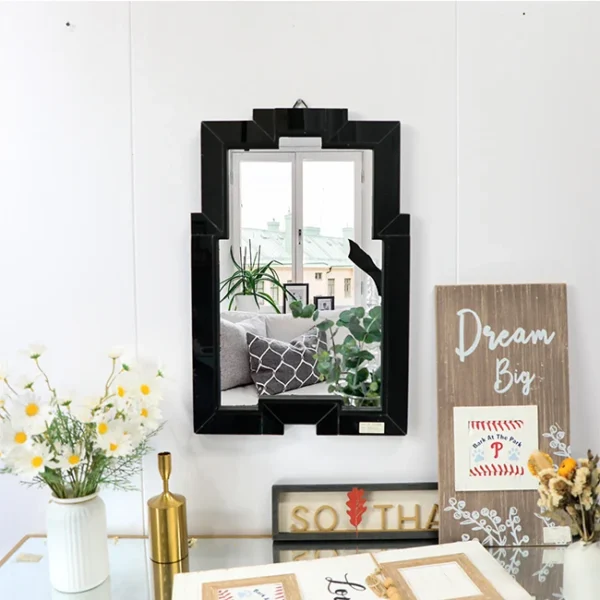 60X40cm New design decorative black frame wall mirrors modern decor wall hanging mirror for porch - Image 6