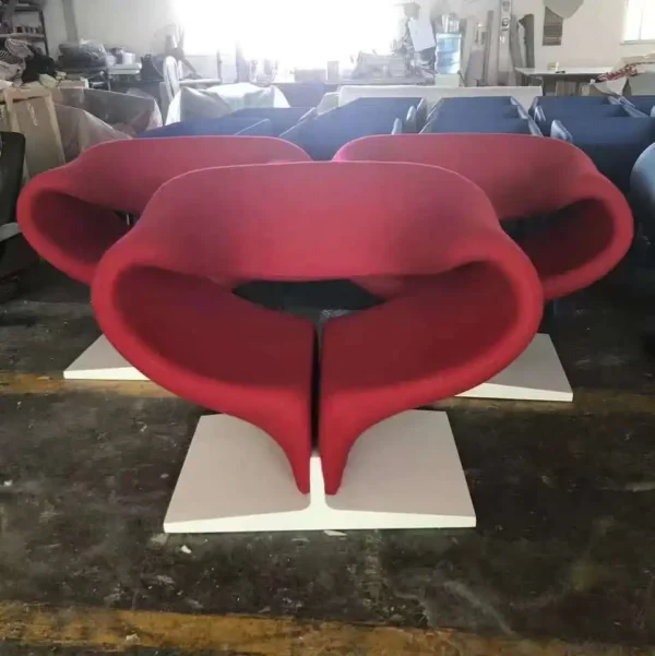 Modern designer furniture Tubular steel and Fabric Ribbon Chair and Ottoman for Living Room Furniture - Image 5