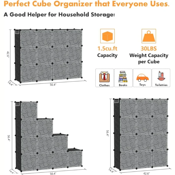 Fabric Dresser Storage Tower Organizer Unit For Bedroom Closet Storage Cabinet For Kids Toys Transparent Wardrobe - Image 3