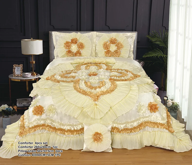 Family Home Soft Feeling Satin Silk Bedding Set Living Room Bedding King Size Bedding Set - Image 5