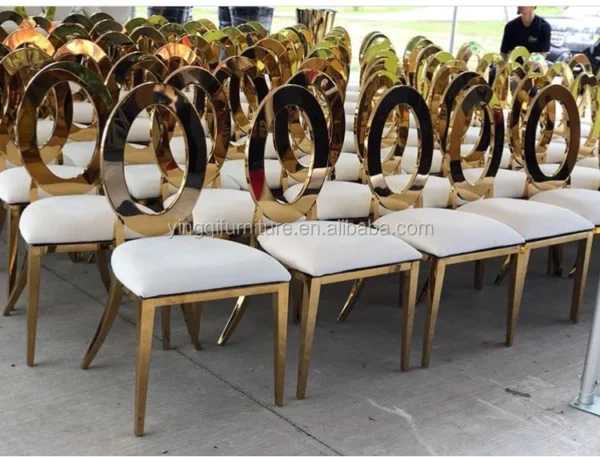 Golden Wedding Party Rental Stainless Steel Chairs - Image 3