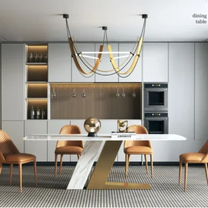 Lindsay Luxury Stainless Steel Square Dining Table Set Marble Furniture Imported Modern Dining Room Chairs Dining Tables