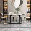 Marble Top Dining Table Set Stainless Steel Leg Glass Outdoor Round Dining Table Set For 8 - Image 3