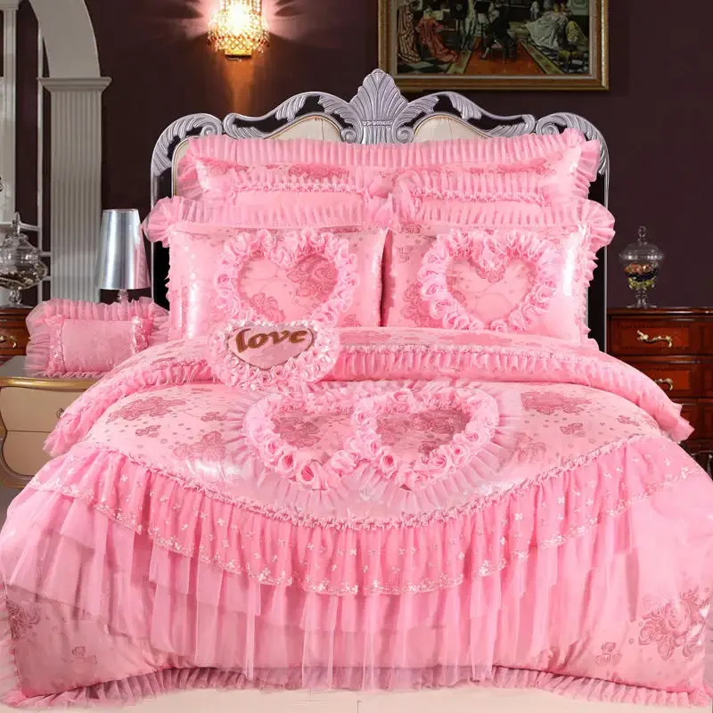 Korean-style cotton lace bedspread king size bedding bridal bed sheet bedding set wedding sexy bedding set - Image 5