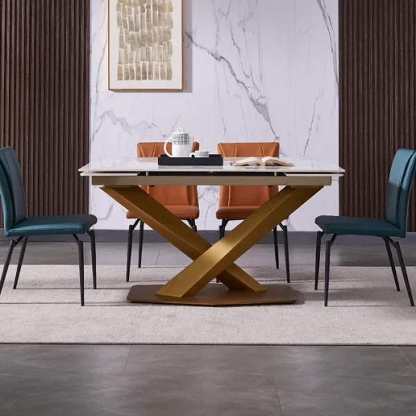 Factory Hot Sale 6 Seat  Chair Sintered Stone Top Dinning Set Modern Dining Table - Image 4
