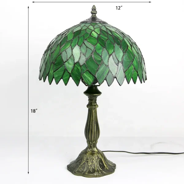 LongHuiJing Green Leaf Tiffany Style Table Lamp Bedroom Livingroom Light Stained Glass Desk lamps - Image 5