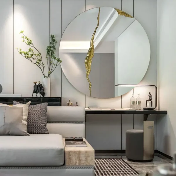 60cm new large wall bedroom high gloss gold mirrors bathroom home luxury art house decoration modern - Image 3