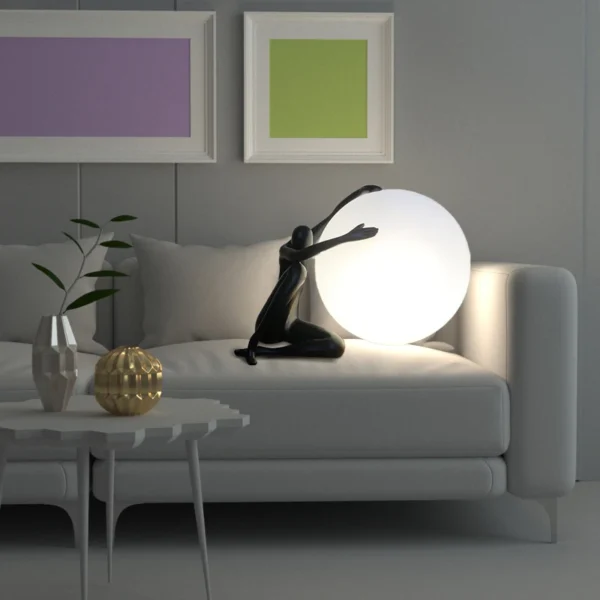 Living room home decor humanoid holding led table lamp resin minimalist desk lamp hotel bedroom bedside modern luxury table lamp - Image 3