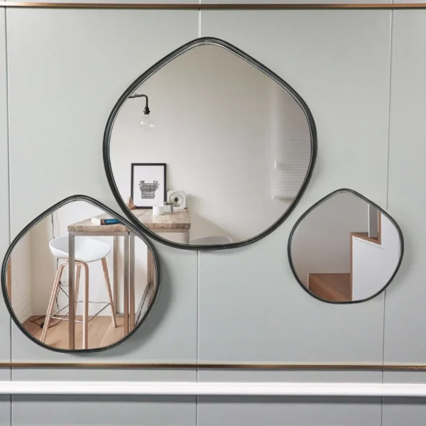 SET 3 Easy to install modern indoor decorative gold black wall mirrors  minimalist art decor framed mirror - Image 6
