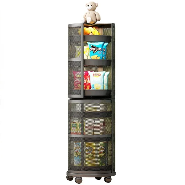 luxury kitchen multifunctional organizer storage vegetable rack cabinet corner rotatable shelf with door wheeled mobile trolley