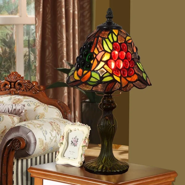 American Rural Vintage Grape Art Table Lamp Tiffany Stained Glass Bar Dining Room Bedside Small table lamp shade - Image 5