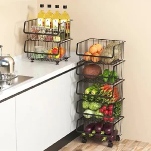 Antirust 5 Layers Removable Kitchen Organizer Cart Clothe Towel Bathroom Body Wash Shelf Dirty Clothes Storage Basket
