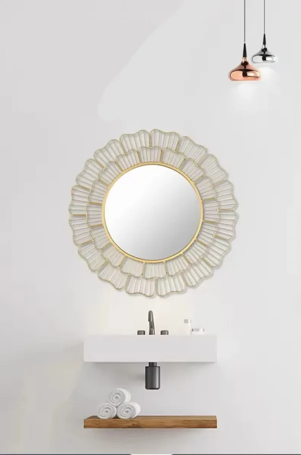71cm large iron Modern creative home furniture decorative wall mirrors wall hanging round gold mirror for living room - Image 3