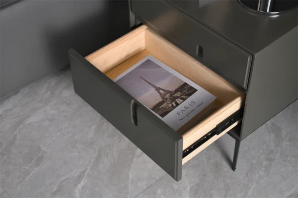 Modern Furniture Nightstands Italian Beside Cabinet Drawer Solid Grey Nightstand Bedside Table - Image 3