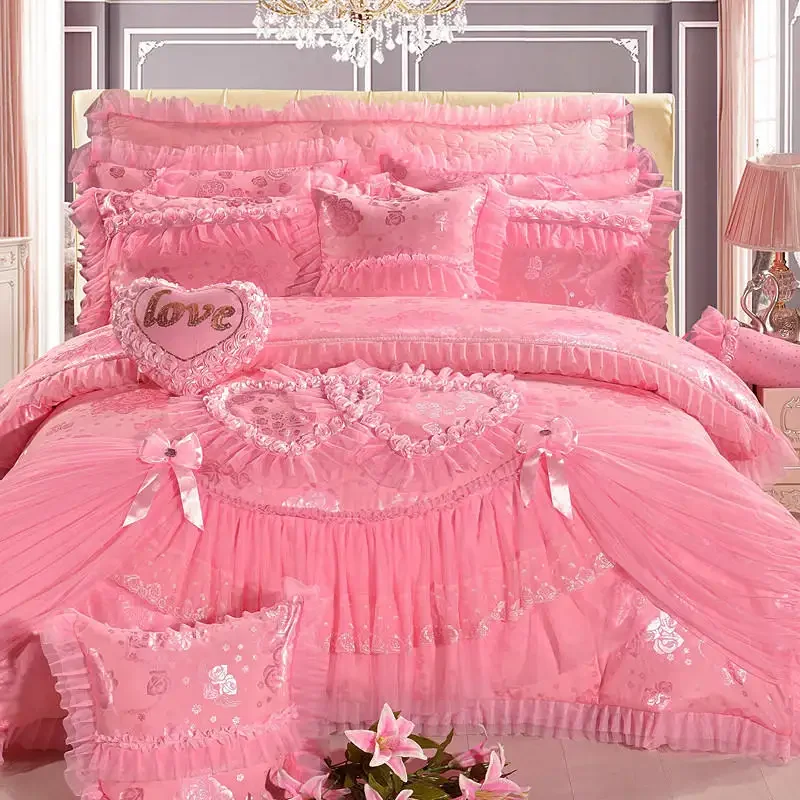 Korean-style cotton lace bedspread king size bedding bridal bed sheet bedding set wedding sexy bedding set - Image 3