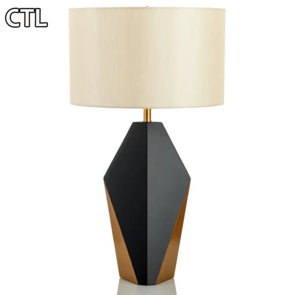 Cheap gold metal table lamps with fabric shade hotel bedroom bedside decorative desk lamp home decor modern luxury table lamp - Image 4