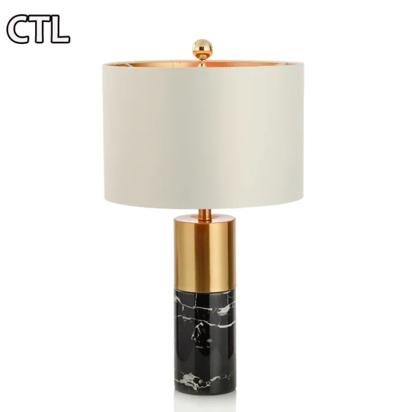 Cheap gold metal table lamps with fabric shade hotel bedroom bedside decorative desk lamp home decor modern luxury table lamp - Image 3