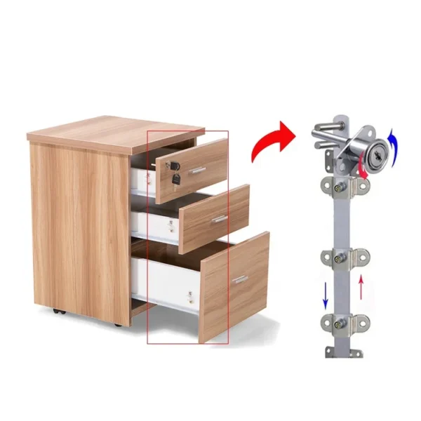 Office furniture supplier custom storage wood movable 3-drawer file cabinet - Image 4