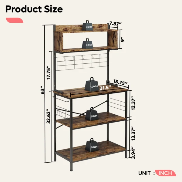 Wooden & Stainless Steel Floor Standing Kitchen Rack Food Display Shelf Supermarket Display Racks For Kitchenware - Image 5