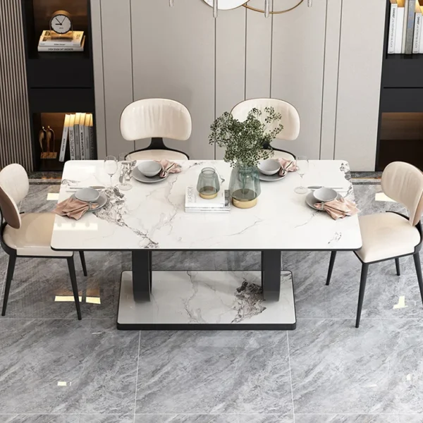 Luxury Marble Rectangular Table Set Modern Dining Tables Dining Room Furniture Dining Table Set Luxury - Image 4