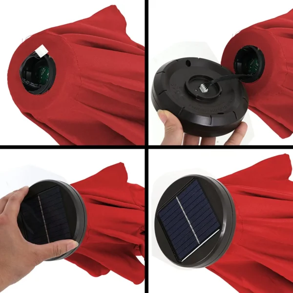 Steel solar beach garden patio umbrella outdoor with LED lights - Image 4