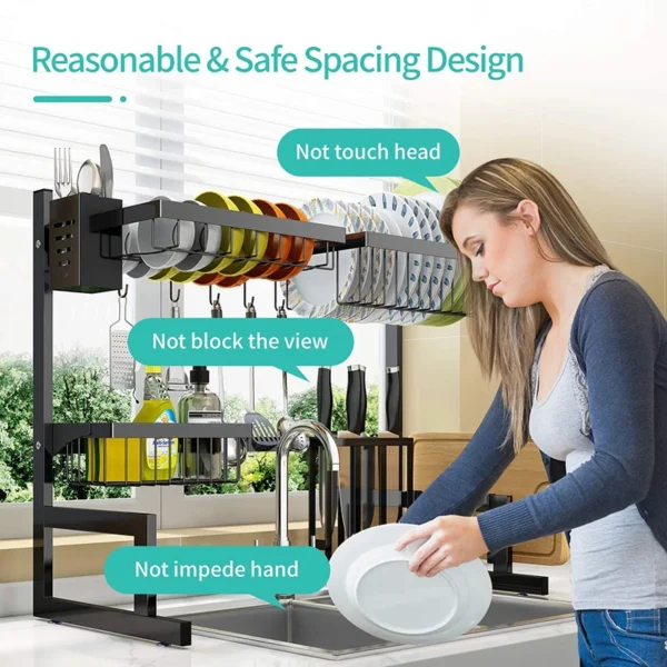 Dish Drying Rack Over The Sink -Adjustable Large Dish Rack Drainer for Kitchen Organization Storage Space Saver Shelf Holder - Image 2