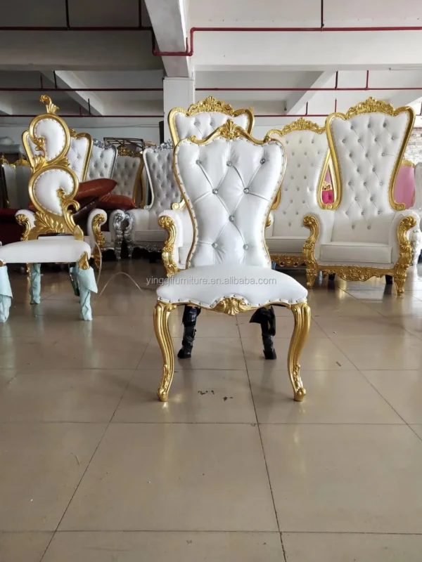 Wooden Carving Swan Wedding Bride and Groom Chairs - Image 4