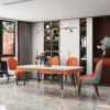 New Design Leather Dining Chair Marble Dining Table Set - Image 6