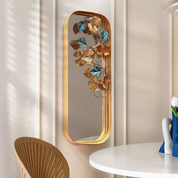 32*82cm French light luxury living room background wall creative petal wall metal decoration mirror porch bedroom pendant - Image 4