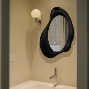 45x65cm Smooth wood framed decorative wall mirrors durable solid wooden irregular wall mirror for living room