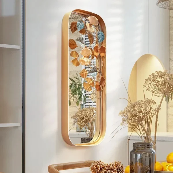 32*82cm French light luxury living room background wall creative petal wall metal decoration mirror porch bedroom pendant