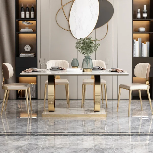 Luxury Marble Rectangular Table Set Modern Dining Tables Dining Room Furniture Dining Table Set Luxury
