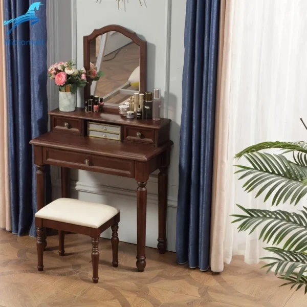 Neoclassical Beautiful Walnut Color Furniture Living Bedroom Wood Dresser - Image 3