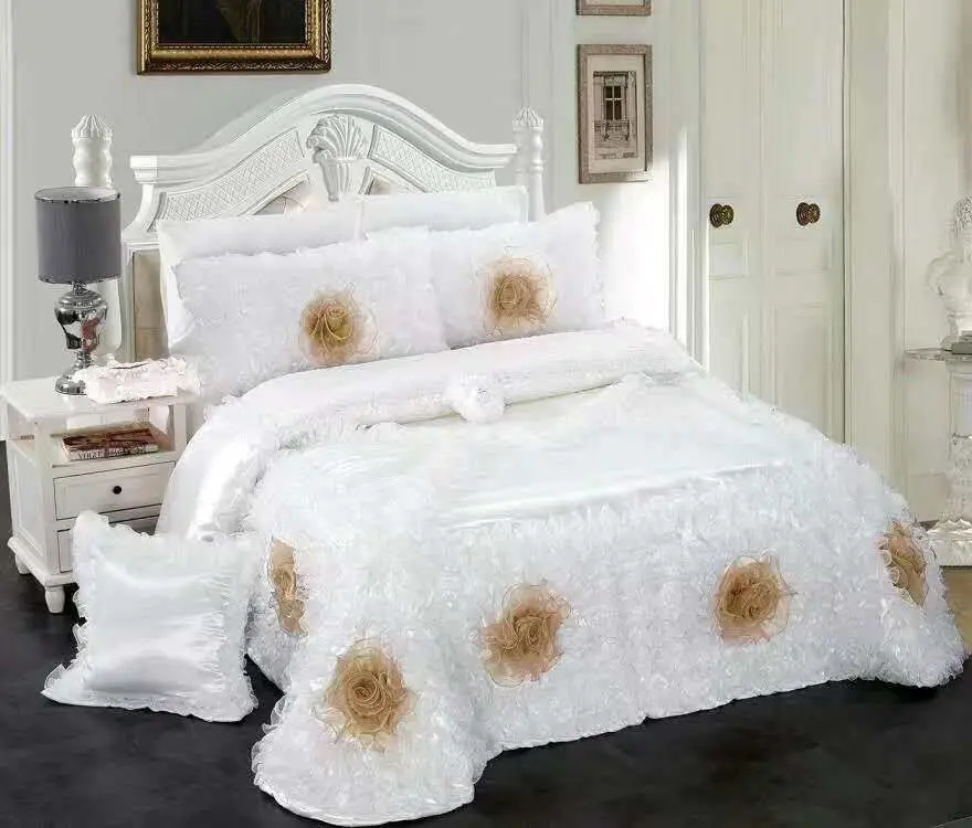 New Design Luxury Bedspread Set Silky Pillowcase Wedding Bedding Cover Home Goods Twin Size Bedding - Image 5