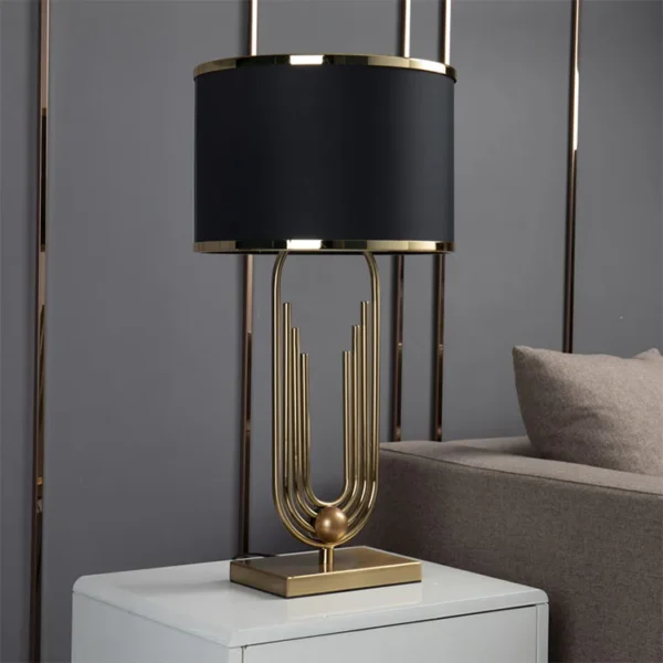 Hotel luxury modern black fabric lamp shade desk lamp home decorative night light bedside table lamp - Image 2