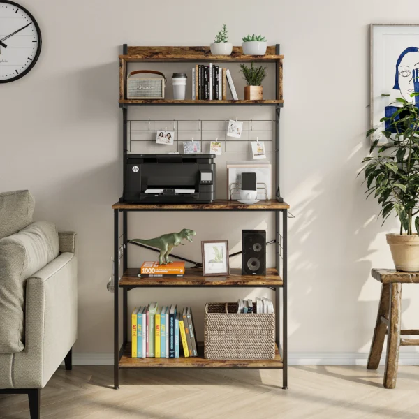 Wooden & Stainless Steel Floor Standing Kitchen Rack Food Display Shelf Supermarket Display Racks For Kitchenware - Image 3