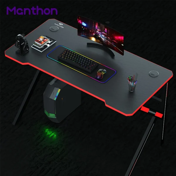 New Modern Custom Portable Adjustable L Shape RGB LED Lights Computer PC Gamer Gaming Table Desk - Image 5
