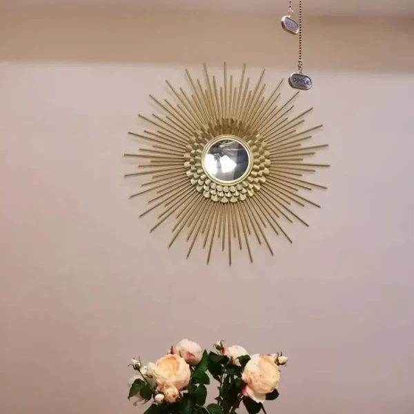 80cm Living Room Background Gold Frame Round Metal Wall Mirror Art Home Decorated Wall Hanging Mirror - Image 3