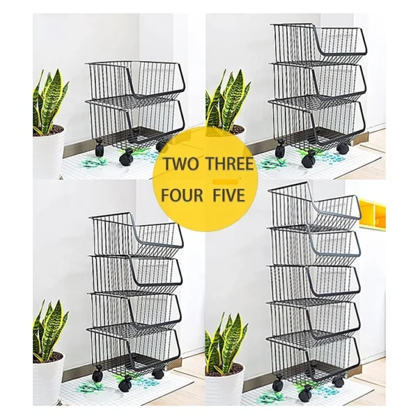 Antirust 5 Layers Removable Kitchen Organizer Cart Clothe Towel Bathroom Body Wash Shelf Dirty Clothes Storage Basket - Image 2