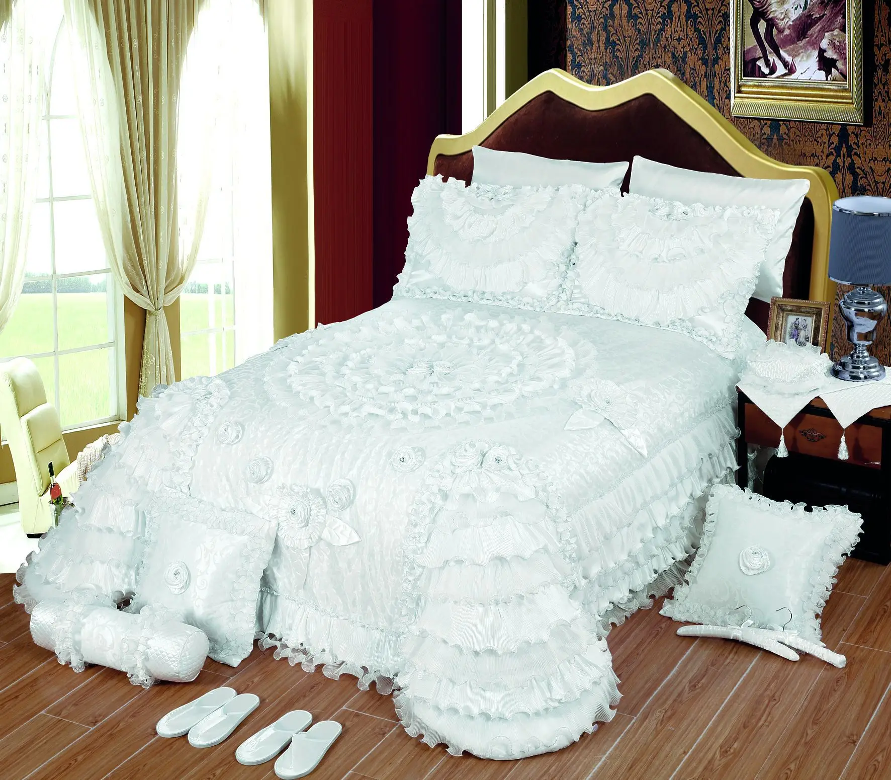New Design Luxury Bedspread Set Silky Pillowcase Wedding Bedding Cover Home Goods Twin Size Bedding