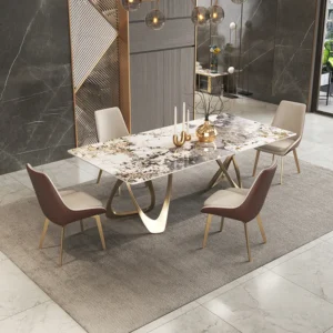 Dining Table Nordic Household Marble Dining Table And Chair Rectangular Expandable Stone White Marble Dining Table