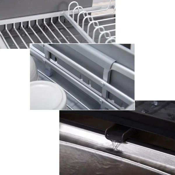 Double-layer assembled aluminum alloy drain dishes and tableware storage rack - Image 4