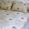 Wedding KING SIZE bedding sets 3 pieces designer Hand crochet ribbon embroidery bed sheets set - Image 2