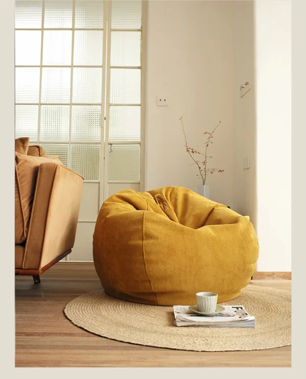 Living Room Furniture Orange Corduroy Lazy BeanBag Sofa Chairs Lounger Seat Puff asiento Couch Tatami Bean Bag Cover - Image 5