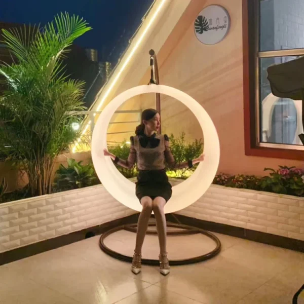 Illuminated Round Swing Ring Chair Seat Bar Ornaments Led Night Lamps RGBW Patio Swings Garden Mall Decorations - Image 4