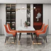New Design Leather Dining Chair Marble Dining Table Set - Image 5